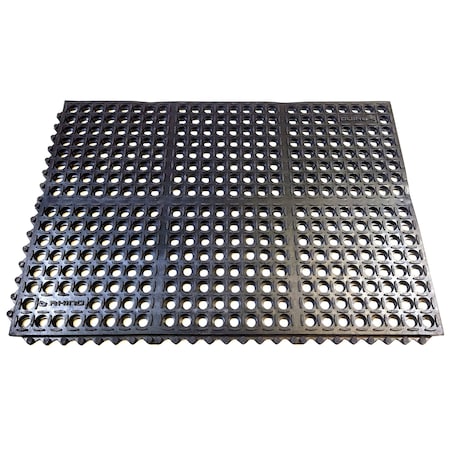 Rhino Mats K-Series Drainage Mat, Rubber, Drainage Holes, 2 ft W x 3 ft L, Black K2-2436B